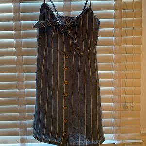 White and blue striped dress